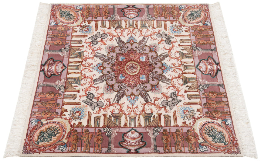 Alfombra persa Tabriz 50Raj | 100 x 100 cm