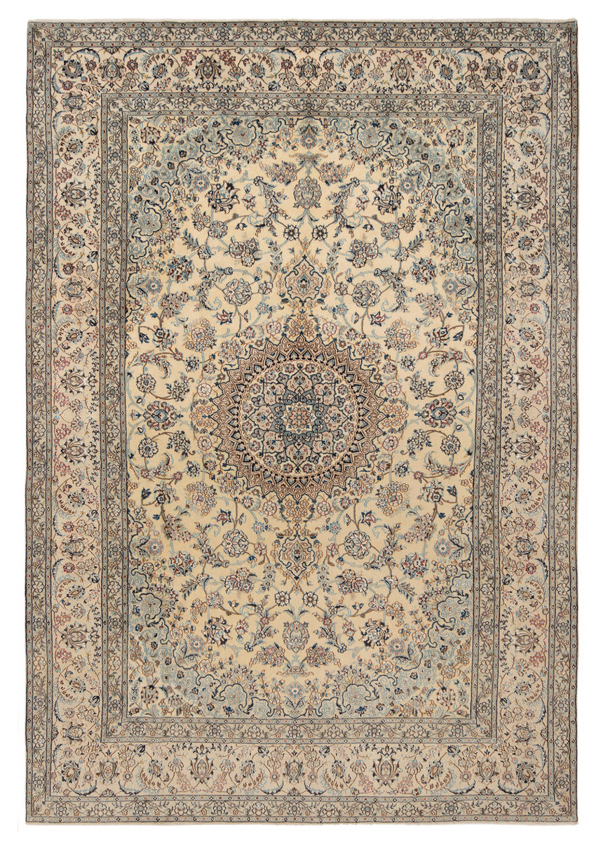 Alfombra persa de seda Nain 9la | 353 x 238 cm