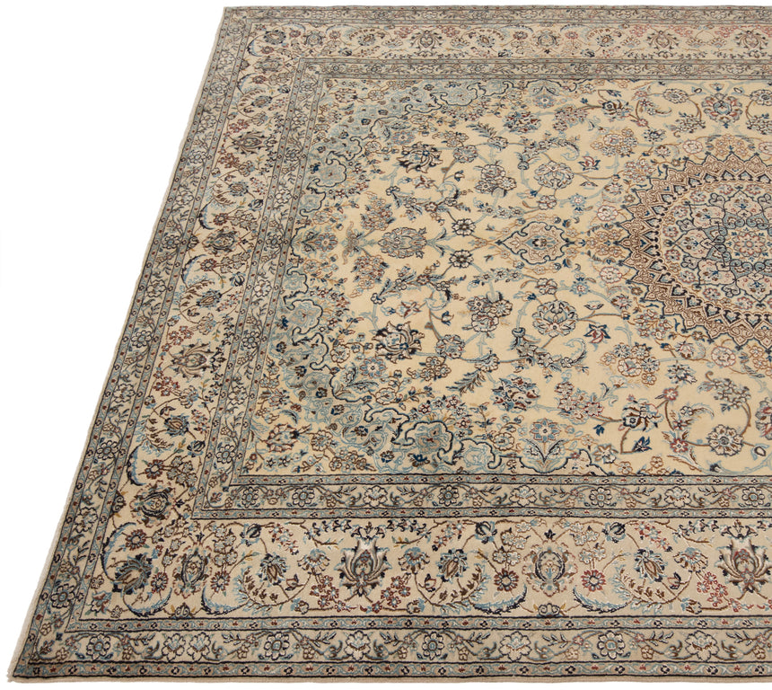 Alfombra persa de seda Nain 9la | 353 x 238 cm