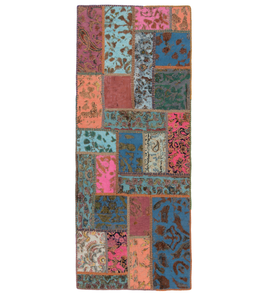 Alfombra con relieve de patchwork | 202 x 80 cm