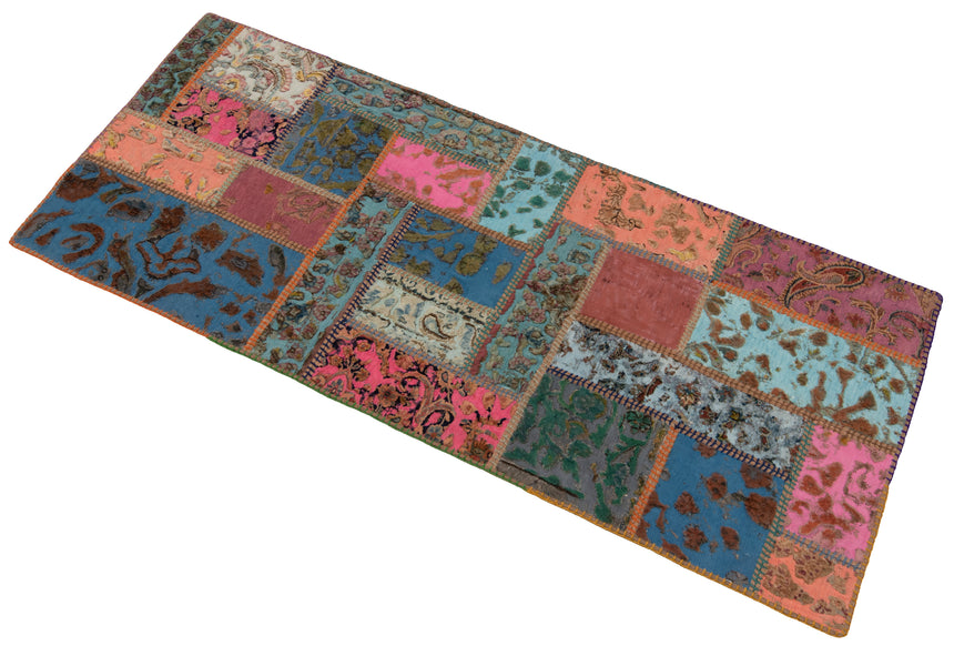 Alfombra con relieve de patchwork | 202 x 80 cm
