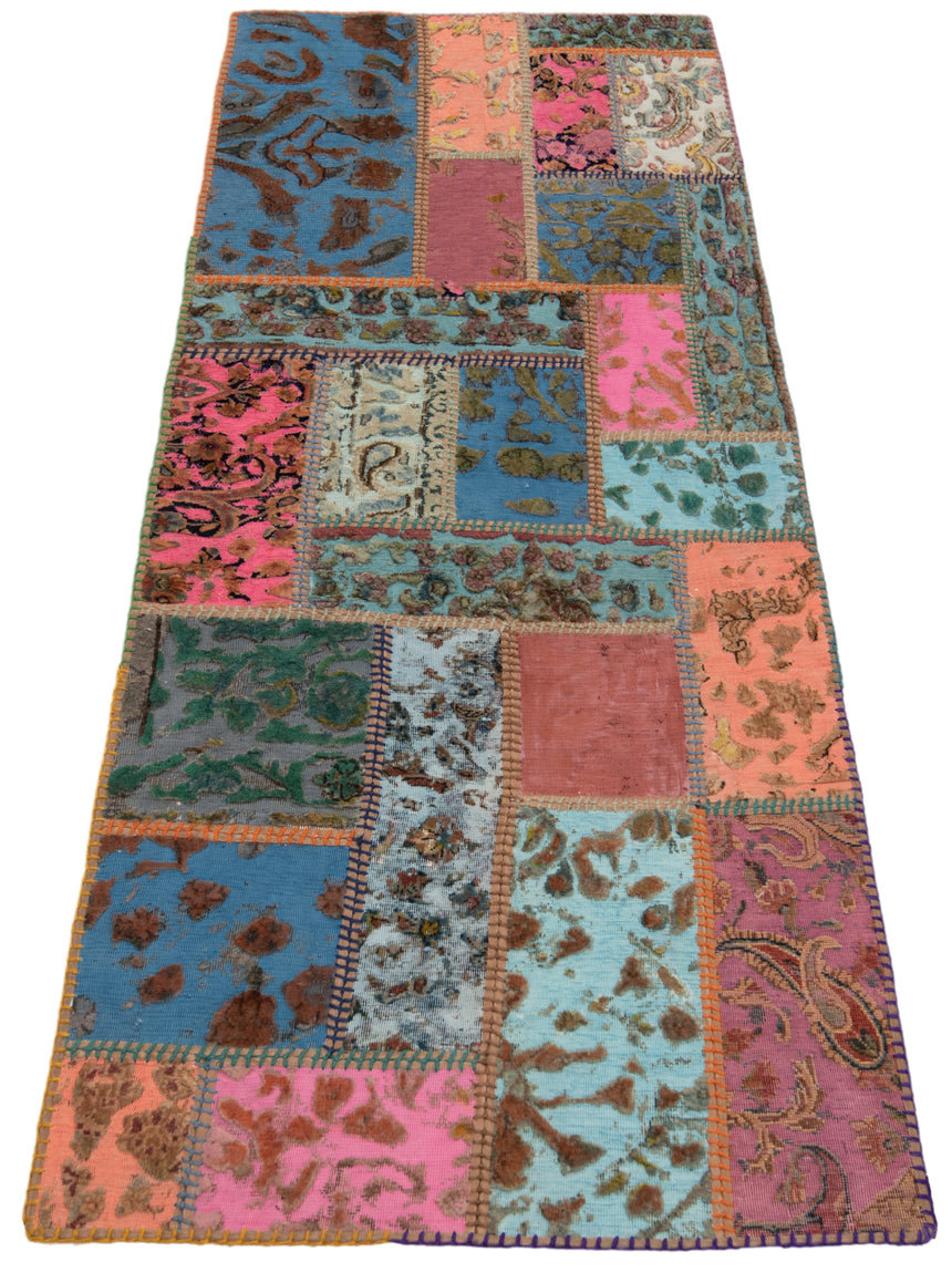 Alfombra con relieve de patchwork | 202 x 80 cm