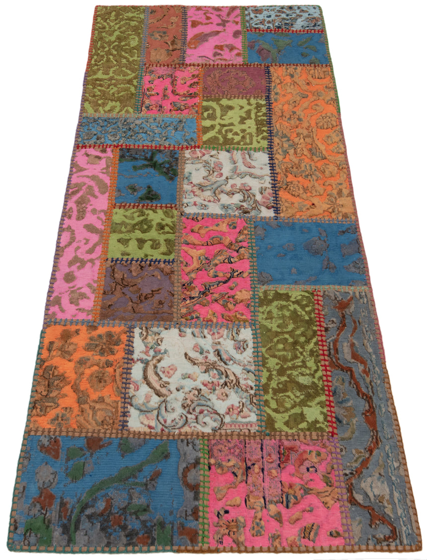 Alfombra con relieve de patchwork | 200 x 80 cm