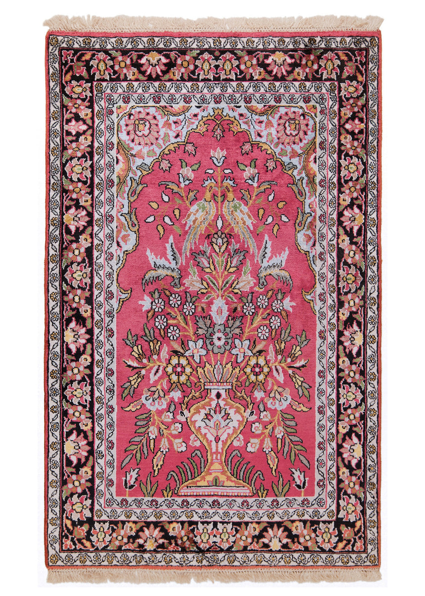 Alfombra india de seda pura de Cachemira | 125 x 80 cm