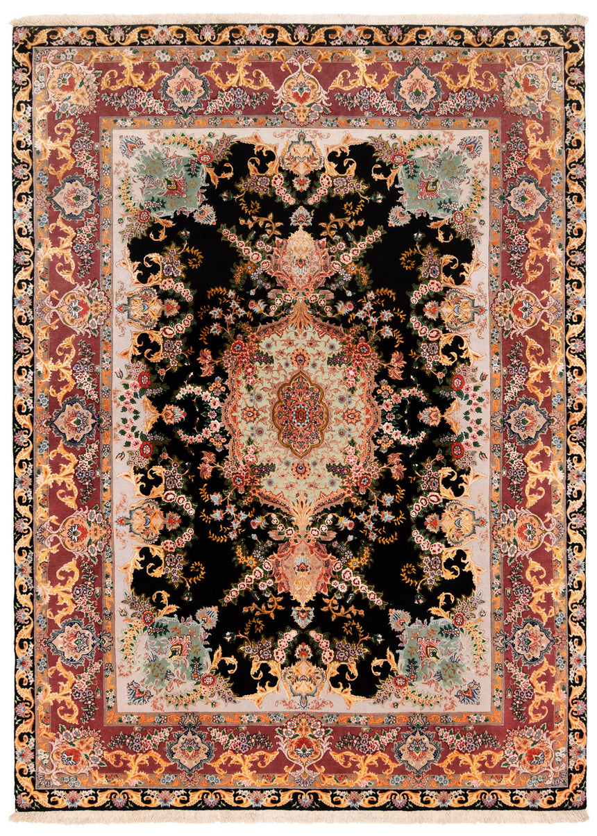 Alfombra persa Tabriz 70 Raj de lana y seda | 203 x 146 cm