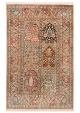 Alfombra india de seda pura de Cachemira | 140 x 91 cm
