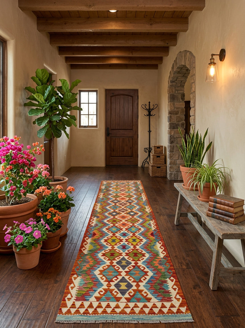 Kilim Afgano | 394 x 79 cm