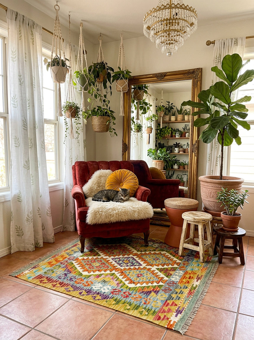 Kilim Afgano | 101 x 98 cm
