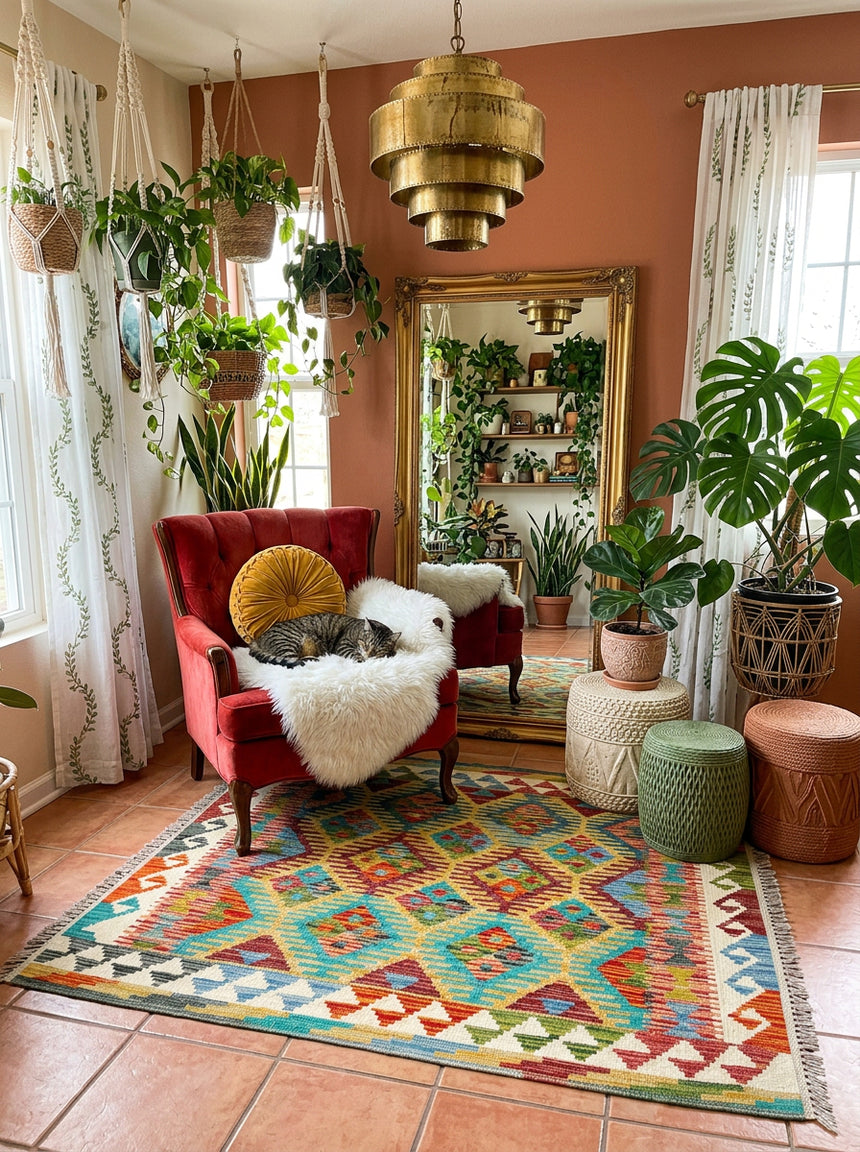 Kilim Afgano | 107 x 100 cm