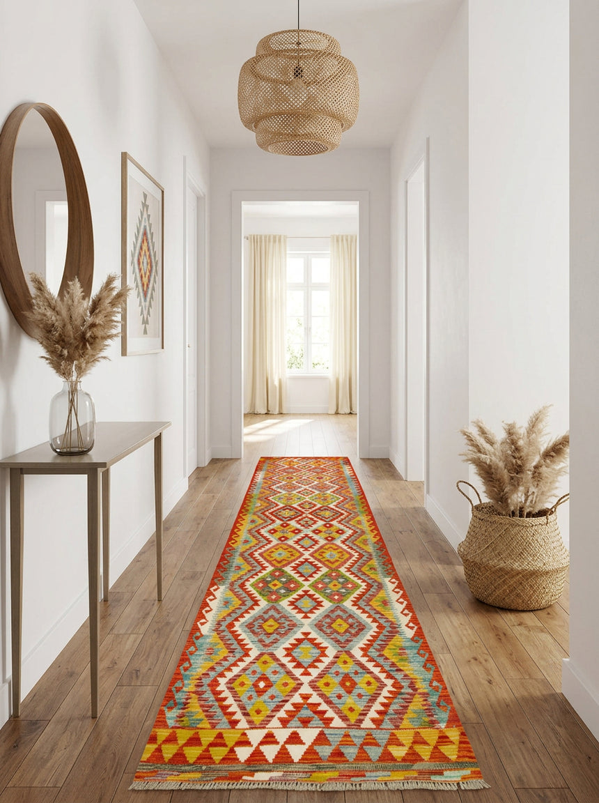 Kilim Afgano | 394 x 84 cm