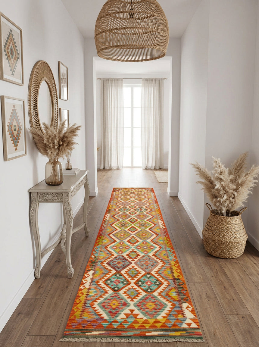 Kilim Afgano | 394 x 82 cm