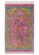 Alfombra persa de seda pura Qom | 132 x 82 cm