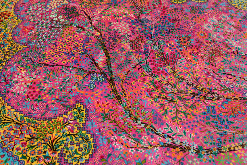 Alfombra persa de seda pura Qom | 132 x 82 cm