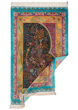 Alfombra persa de seda pura Qom | 136 x 83 cm