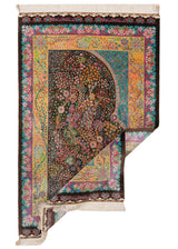 Alfombra persa de seda pura Qom | 128 x 81 cm