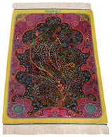 Alfombra persa de seda pura Qom | 93 x 64 cm