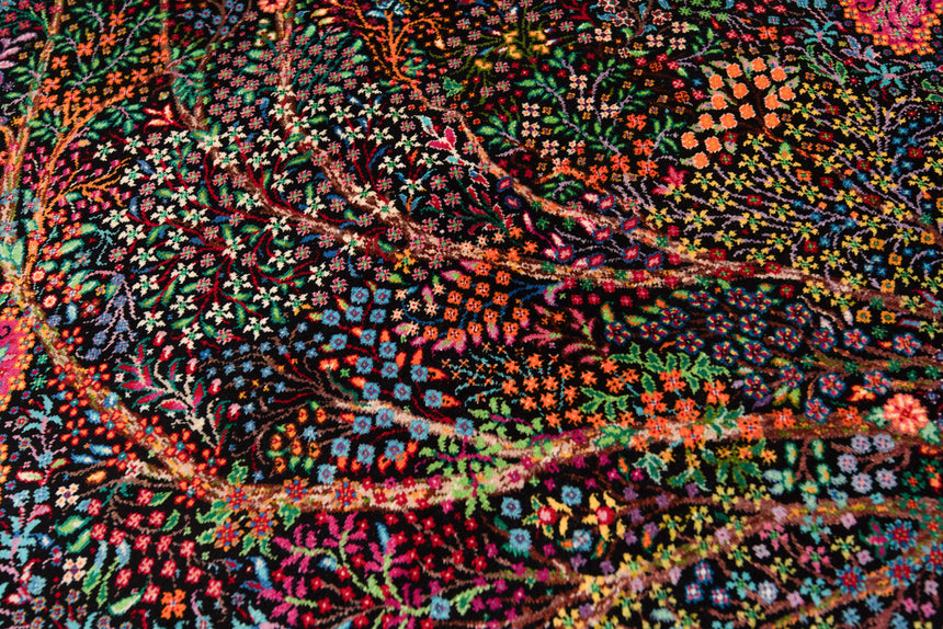 Alfombra persa de seda pura Qom | 93 x 64 cm