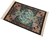 Alfombra persa de seda pura Qom | 88 x 61 cm