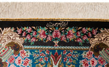 Alfombra persa de seda pura Qom | 88 x 61 cm