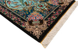 Alfombra persa de seda pura Qom | 88 x 61 cm