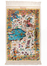 Alfombra persa de seda pura Qom | 90 x 60 cm