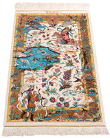 Alfombra persa de seda pura Qom | 90 x 60 cm