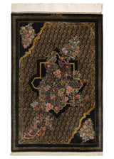 Alfombra persa de seda pura Qom | 118 x 79 cm
