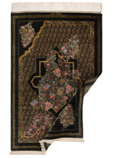 Alfombra persa de seda pura Qom | 118 x 79 cm