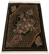 Alfombra persa de seda pura Qom | 118 x 79 cm