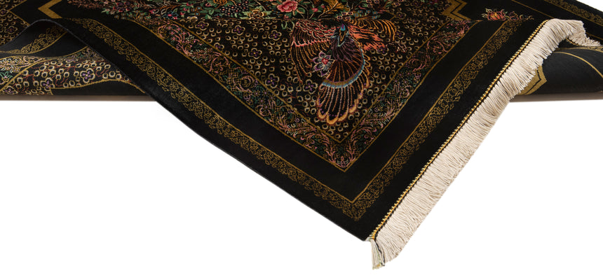Alfombra persa de seda pura Qom | 118 x 79 cm