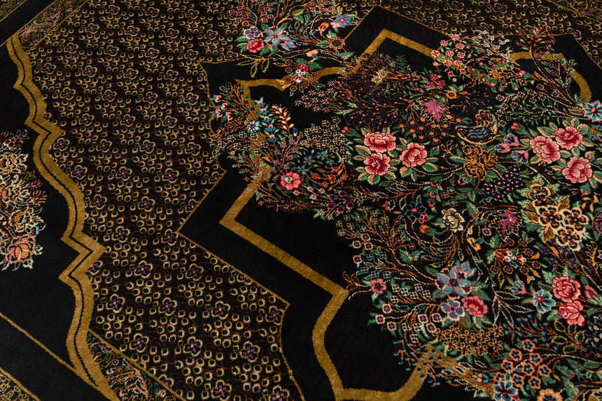 Alfombra persa de seda pura Qom | 118 x 79 cm