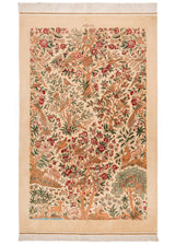 Alfombra persa de seda pura Qom | 155 x 99 cm