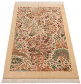 Alfombra persa de seda pura Qom | 155 x 99 cm