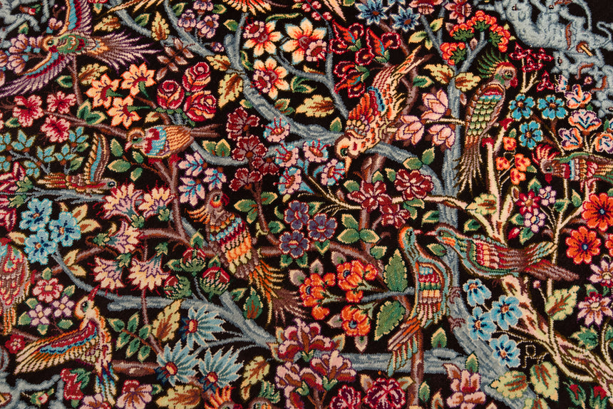 Alfombra persa de seda pura Qom | 92 x 61 cm