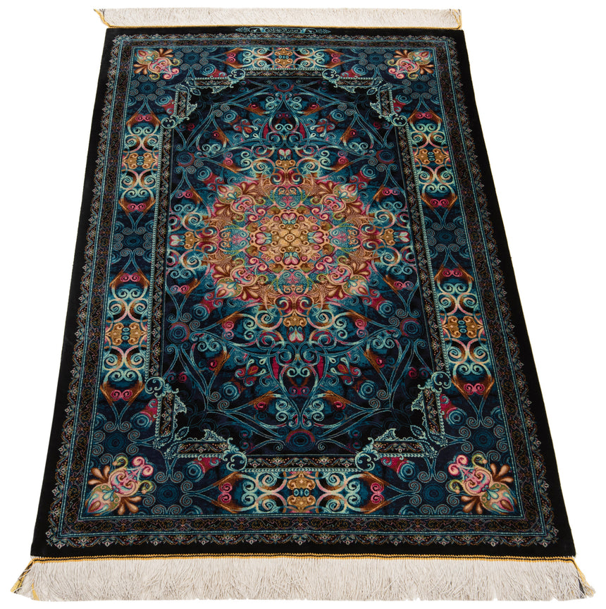 Alfombra persa de seda pura Qom | 150 x 103 cm