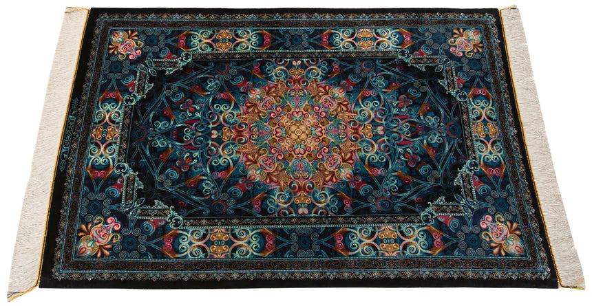 Alfombra persa de seda pura Qom | 150 x 103 cm