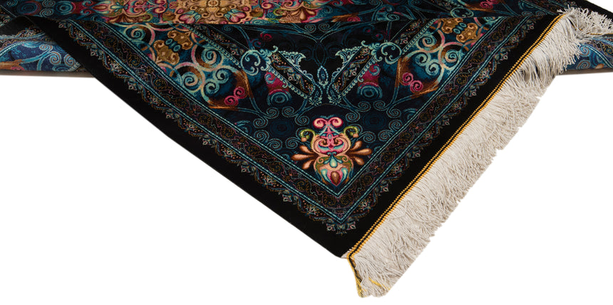 Alfombra persa de seda pura Qom | 150 x 103 cm