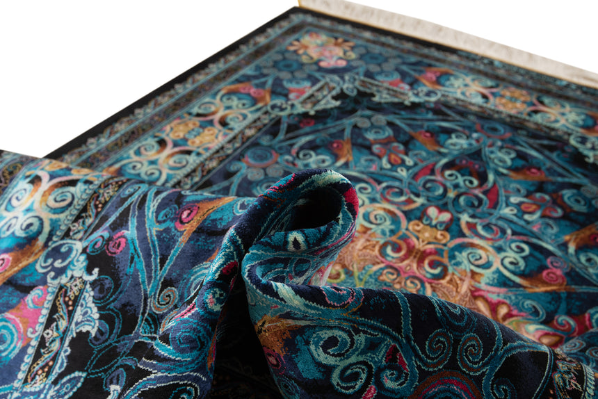 Alfombra persa de seda pura Qom | 150 x 103 cm