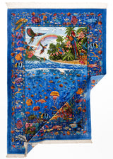 Alfombra persa de seda pura Qom | 213 x 145 cm