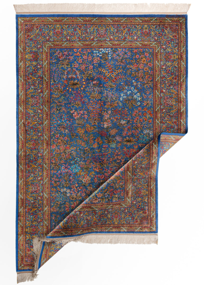 Alfombra persa de seda pura Qom | 214 x 145 cm