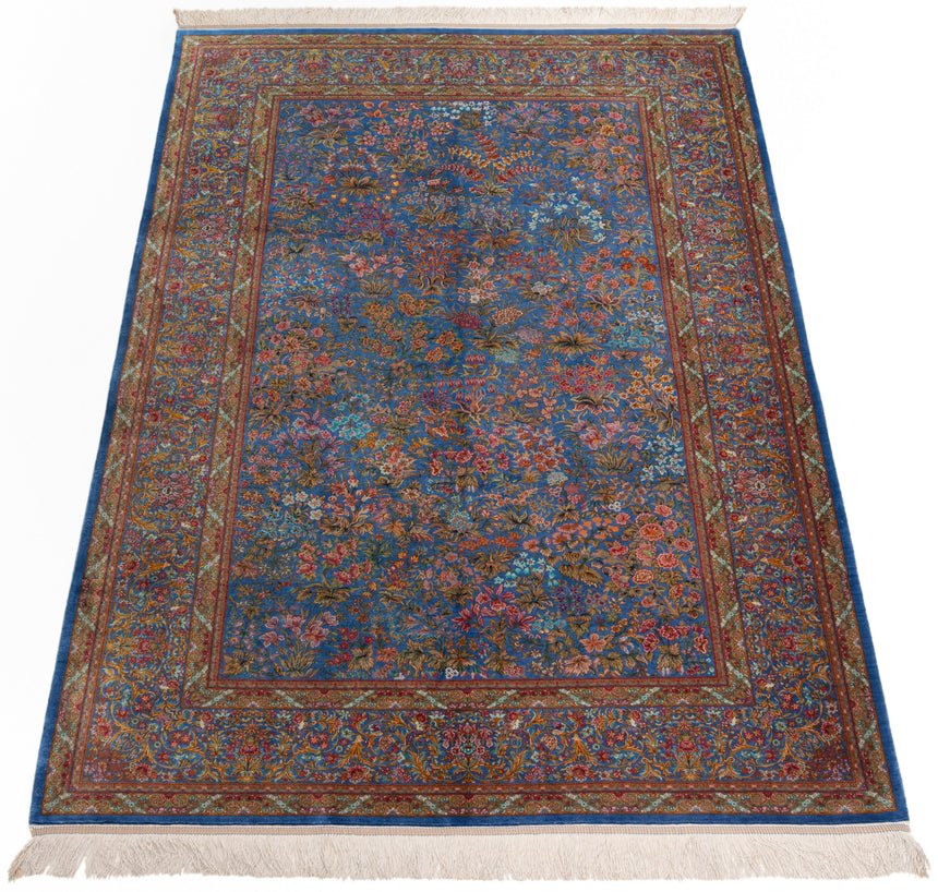 Alfombra persa de seda pura Qom | 214 x 145 cm