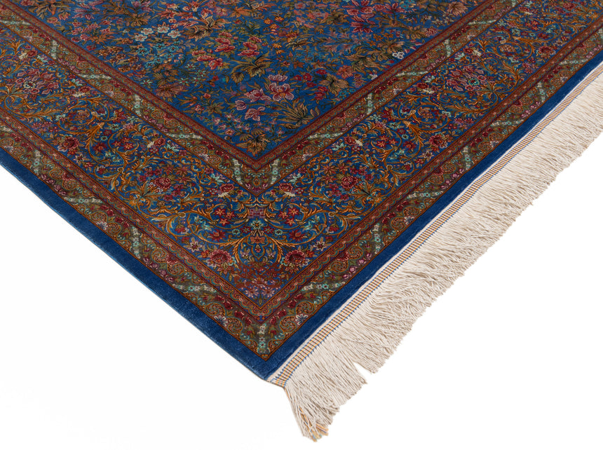 Alfombra persa de seda pura Qom | 214 x 145 cm