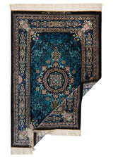 Alfombra persa de seda pura Qom | 152 x 100 cm