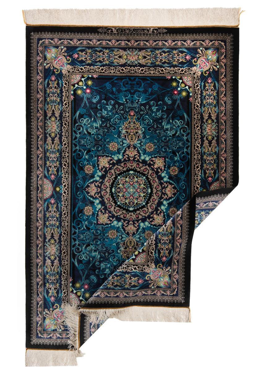 Alfombra persa de seda pura Qom | 152 x 100 cm