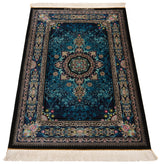 Alfombra persa de seda pura Qom | 152 x 100 cm