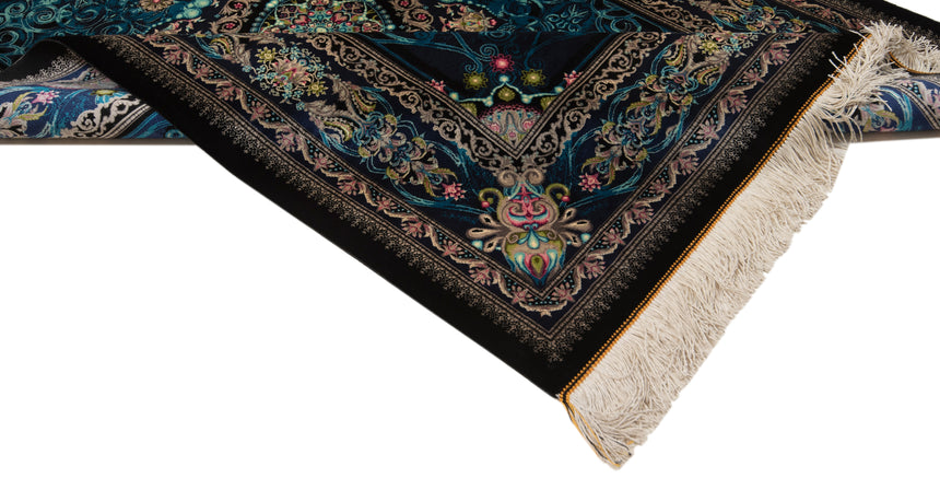 Alfombra persa de seda pura Qom | 152 x 100 cm