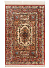 Alfombra persa de seda pura Qom | 153 x 102 cm