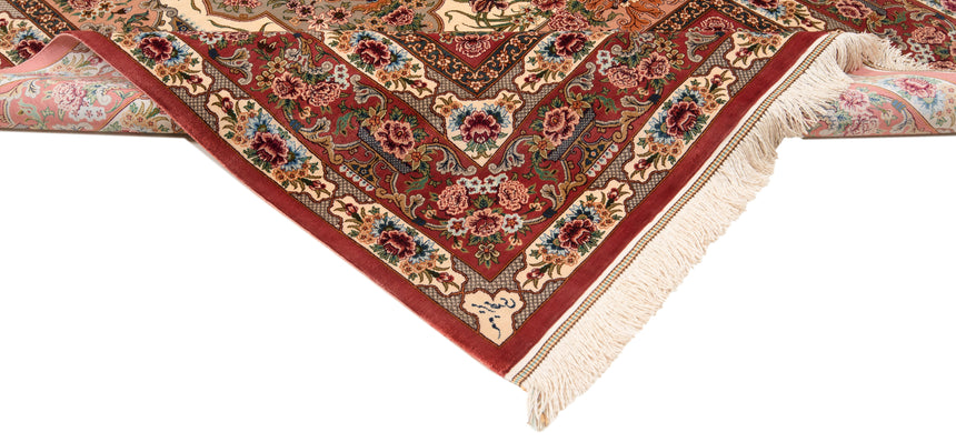 Alfombra persa de seda pura Qom | 153 x 102 cm