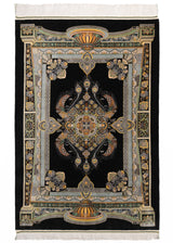 Alfombra persa de seda pura Qom | 147 x 100 cm