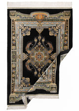 Alfombra persa de seda pura Qom | 147 x 100 cm